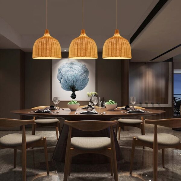 Japanische Hängelampe aus Rattan