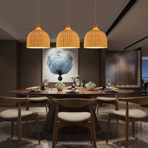 Japanische Hängelampe aus Rattan