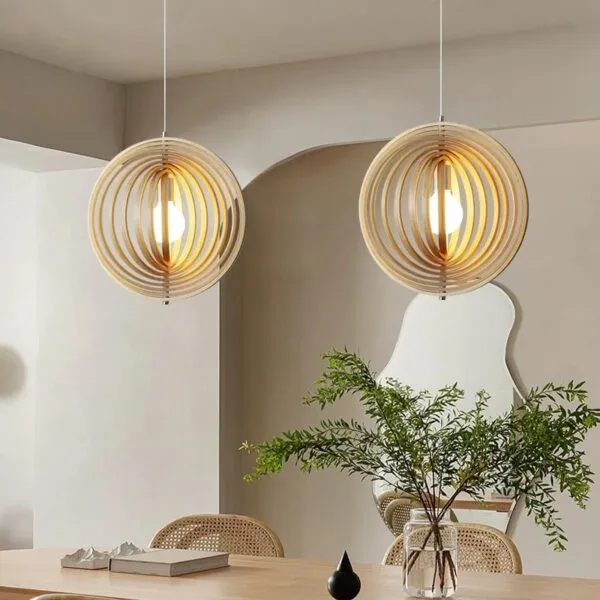 Japanischer LED-Deckenleuchter mit drehbarem Holzdesign Japanischer LED-Deckenleuchter mit drehbarem Holzdesign