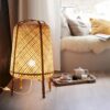 Japanischer LED-Stehleuchten-Set im Rattan-Look