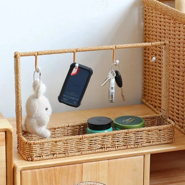 Kompaktes Regal im Rattan-Look mit Haken Kompaktes Regal im Rattan-Look mit Haken