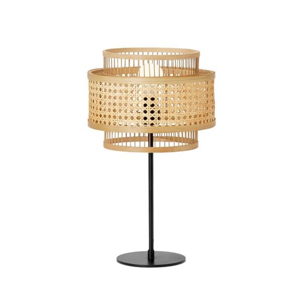 Rattan-Stehleuchte mit Doppelschirm Rattan-Stehleuchte mit Doppelschirm