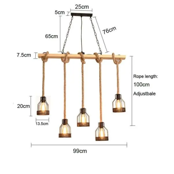 LED-Hängeleuchte aus Holz im Industrie-Look mit Seil LED-Hängeleuchte aus Holz im Industrie-Look mit Seil