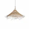 LED-Hängeleuchte mit Stroh-Optik im geflochtenen Design LED-Pendelleuchte mit handgeflochtenem Schirm in Bambusoptik, warmes Beige