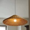 LED-Lampenschirm aus Rattan im Hut-Design