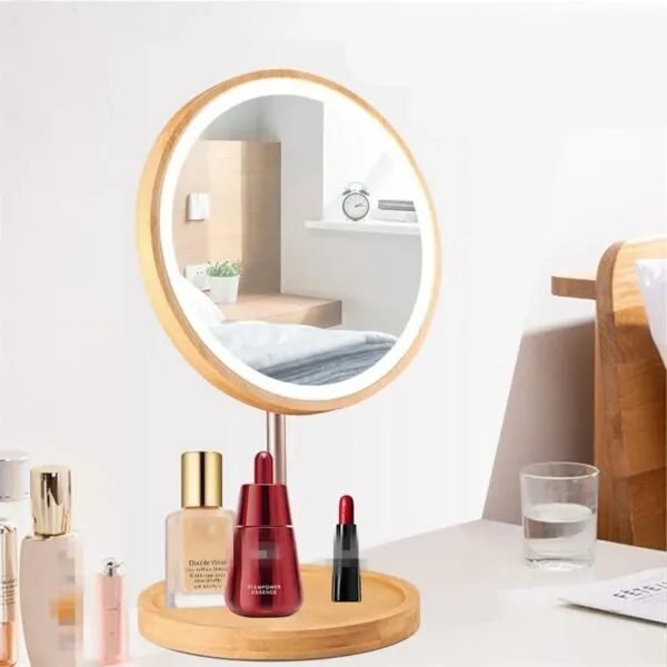 LED-Make-up-Spiegel aus Holz LED-Make-up-Spiegel aus Holz