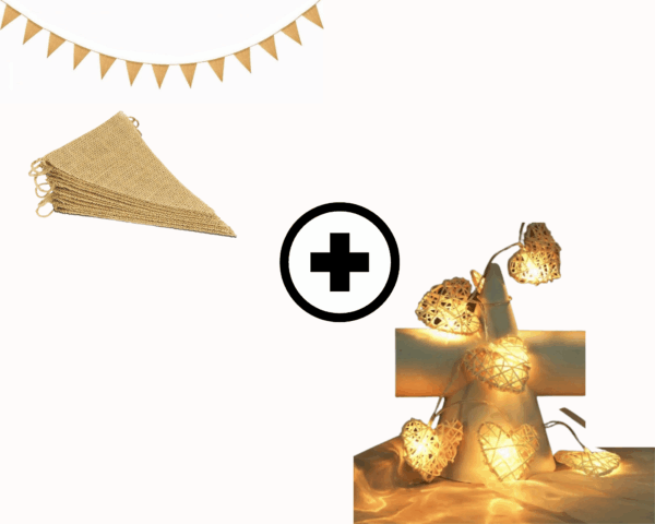 Lichtergirlanden-Set: Wimpelkette + Herzlichterkette