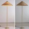 Minimalistische Stehlampe mit Rattan-Schirm