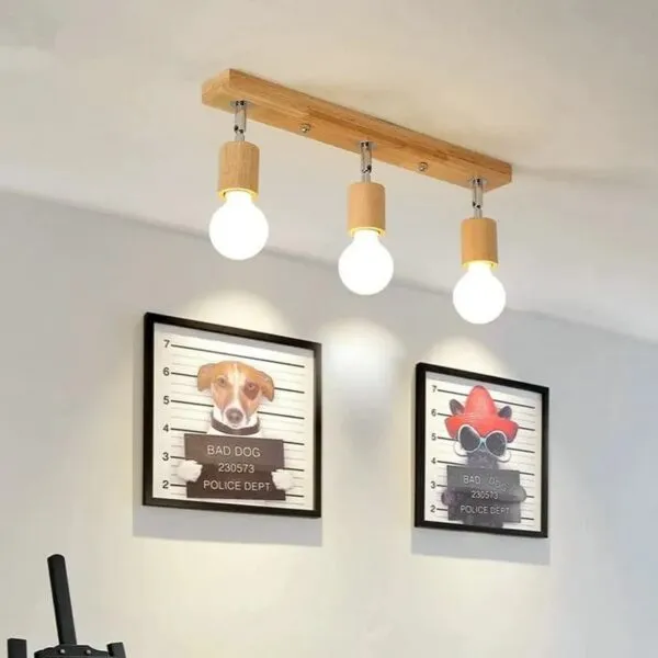 Moderne 3-flammige Holz-Deckenleuchte mit LED Moderne 3-flammige Holz-Deckenleuchte mit LED