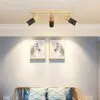 Moderne 3-flammige LED-Deckenleuchte aus Holz