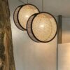 Moderne Hängelampe aus Rattan Beige