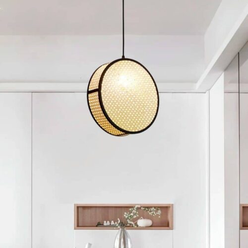 Moderne Hängelampe aus Rattan Beige
