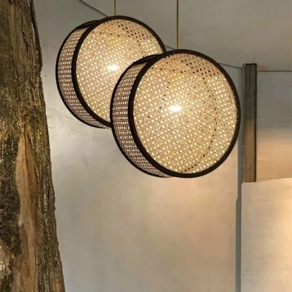 Moderne Hängelampe aus Rattan Beige Moderne Hängelampe aus Rattan Beige