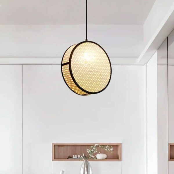 Moderne Hängelampe aus Rattan Beige