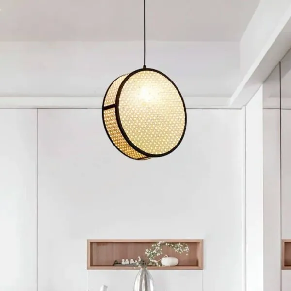 Moderne Hängelampe aus Rattan Beige Moderne Hängelampe aus Rattan Beige