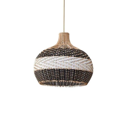 Moderne Hängelampe aus Rattan Weiß