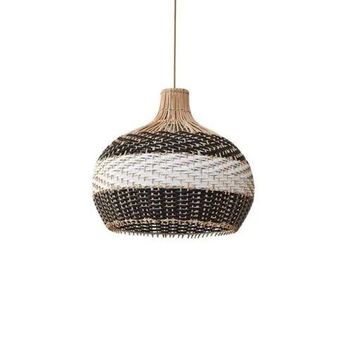 Moderne Hängelampe aus Rattan Weiß Moderne Hängelampe aus Rattan Weiß