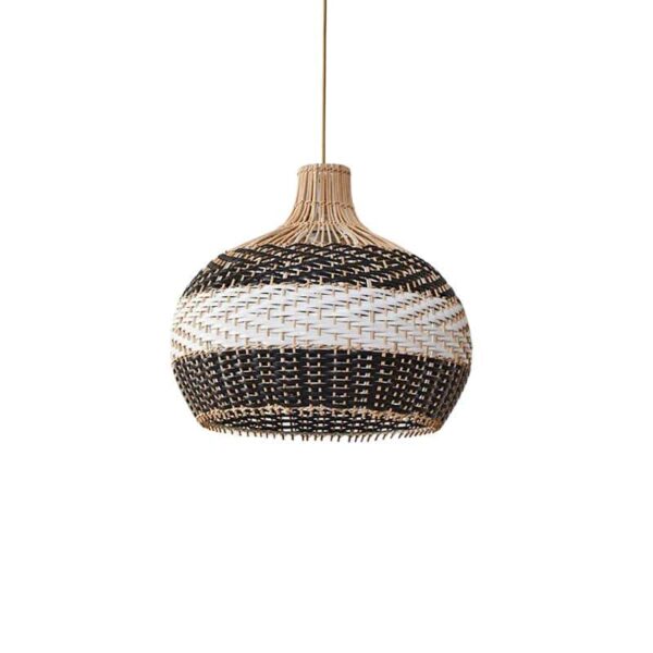 Moderne Hängelampe aus Rattan Weiß