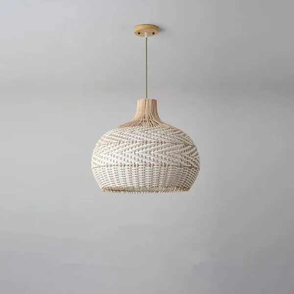 Moderne Hängelampe aus Rattan Weiß Moderne Hängelampe aus Rattan Weiß