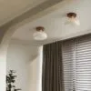 Moderne LED-Deckenleuchte aus Holz und Glas Moderne LED-Deckenleuchte aus Holz und Glas
