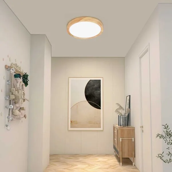 Moderne runde LED-Deckenleuchte mit Holzoptik Moderne runde LED-Deckenleuchte mit Holzoptik