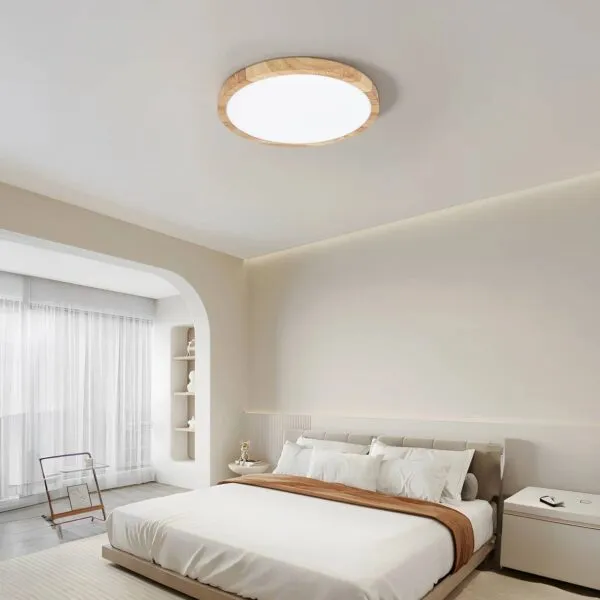 Moderne runde LED-Deckenleuchte mit Holzoptik Moderne runde LED-Deckenleuchte mit Holzoptik