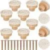 Möbelgriff aus Holz und Rattan in Beige Möbelgriff aus Holz und Rattan in Beige