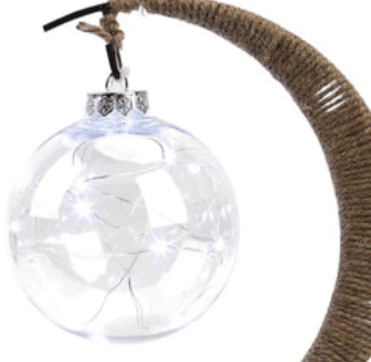 Mondförmige Rattanlampe mit Silberglanz