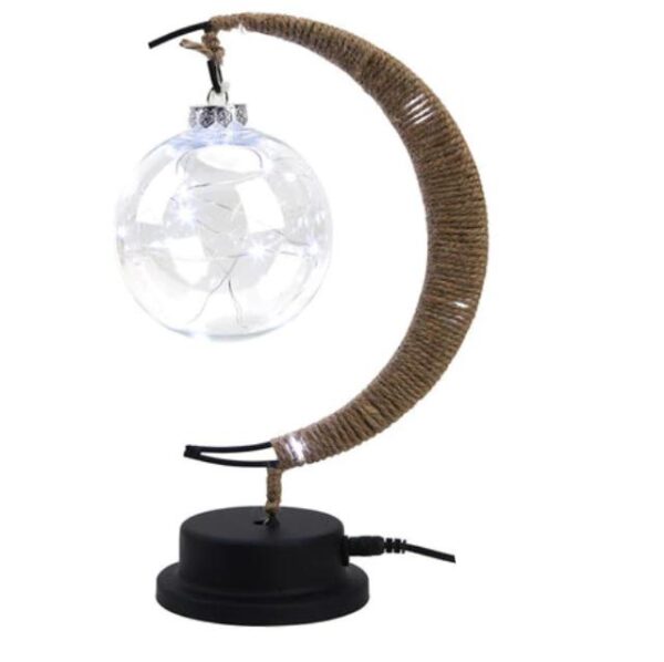 Mondförmige Rattanlampe mit Silberglanz