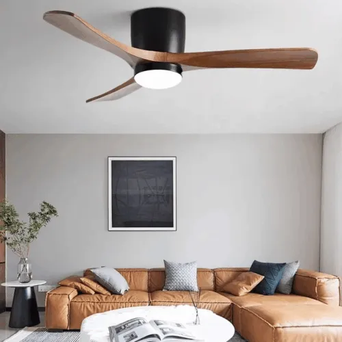 Nordische Deckenleuchte mit Ventilator aus Holz und Rattan Nordische Deckenleuchte mit Ventilator aus Holz und Rattan