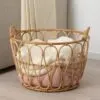 Offener Wäschekorb aus Rattan, handgeflochten