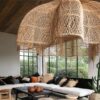 Orientalische Rattan-Hängelampe als Kuppel