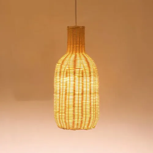 Ovale Pendelleuchte aus Rattan und Weide, handgefertigt im Stil chinesischer Dörfer Ovale Pendelleuchte aus Rattan und Weide, handgefertigt im Stil chinesischer Dörfer