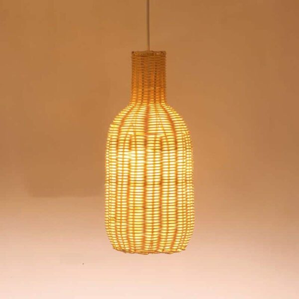 Ovale Pendelleuchte aus Rattan und Weide, handgefertigt im Stil chinesischer Dörfer