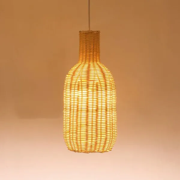 Ovale Pendelleuchte aus Rattan und Weide, handgefertigt im Stil chinesischer Dörfer Ovale Pendelleuchte aus Rattan und Weide, handgefertigt im Stil chinesischer Dörfer