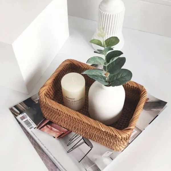 Rattan-Aufbewahrungskorb, rechteckig Rattan-Aufbewahrungskorb, rechteckig