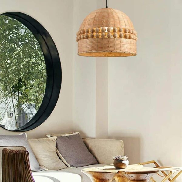Rattan-Deckenleuchte im Boho-Stil Beige