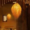 Rattan-Deckenleuchte im japanischen Landhausstil