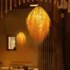 Rattan-Deckenleuchte im japanischen Landhausstil