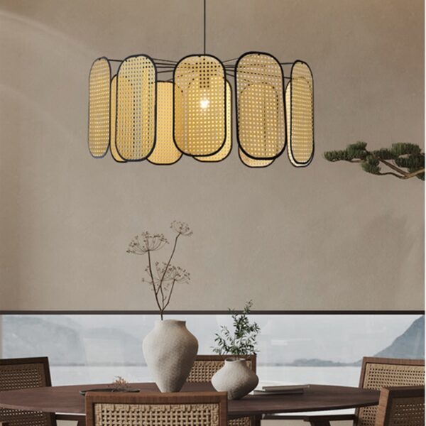 Rattan-Deckenleuchte im Retro-Stil