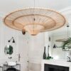 Rattan Deckenleuchte mit LED - moderner Retro-Stil