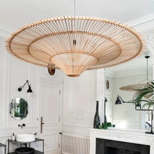 Rattan Deckenleuchte mit LED - moderner Retro-Stil Rattan Deckenleuchte mit LED - moderner Retro-Stil
