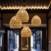 Rattan-Deckenleuchte mit LED-Vintage-Design