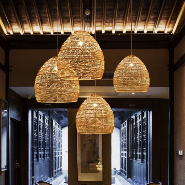 Rattan-Deckenleuchte mit LED-Vintage-Design