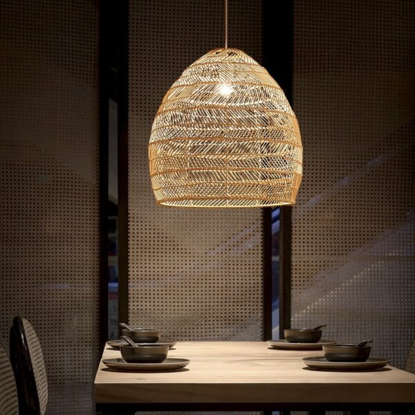 Rattan-Deckenleuchte mit LED-Vintage-Design