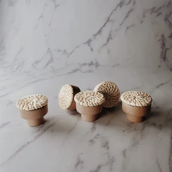Rattan-Griffstücke aus Buchenholz und weißem Rattan für DIY Rattan-Griffstücke aus Buchenholz und weißem Rattan für DIY
