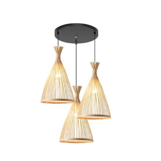 Rattan-Hängelampe im Dreieck-Design