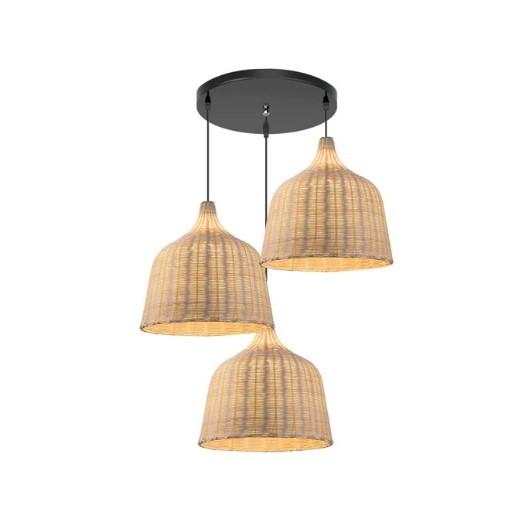 Rattan-Hängelampe im Glocken-Design
