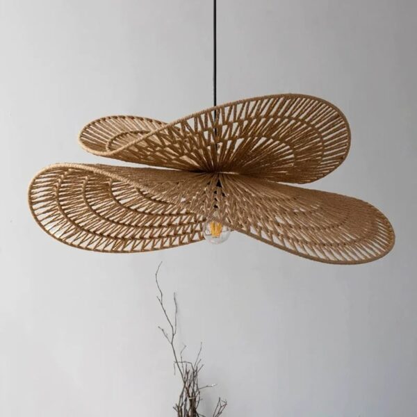 Rattan-Hängelampe im Retro-Design mit LED