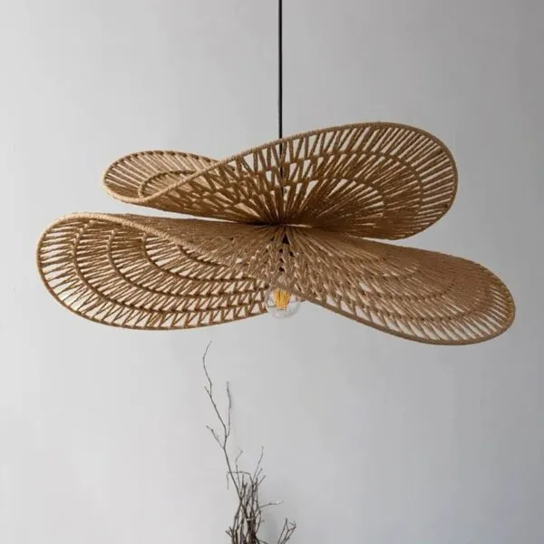 Rattan-Hängelampe im Retro-Design mit LED
